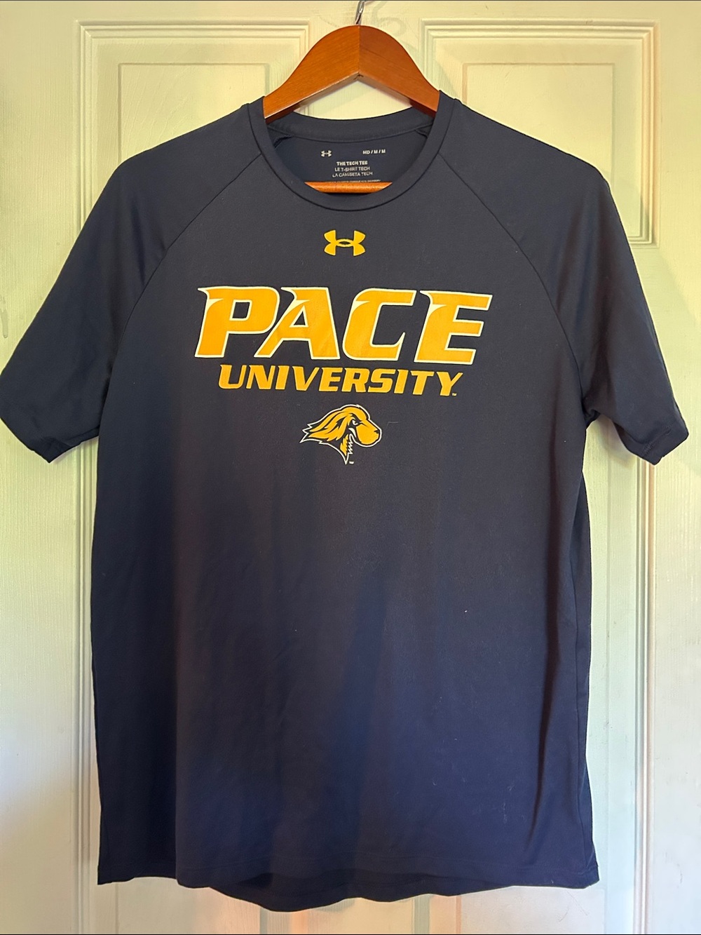 Under Armour Men’s Navy Pace University Graphic Tee with Yellow Accents